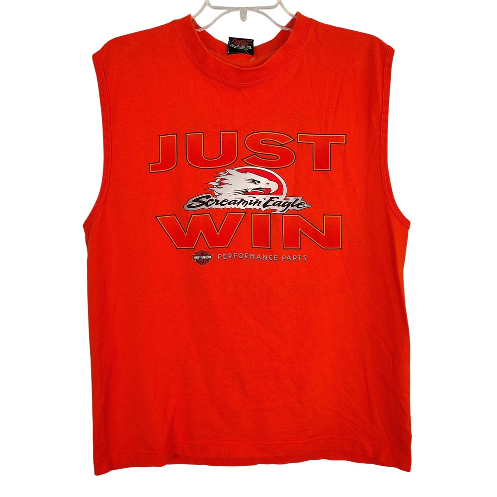 Vintage 2001 Harley-Davidson Screamin Eagle Muscle‎ Tee Orange Mens Large USA